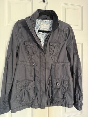 Aeropostale Gray Utility Jacket with Floral Inner